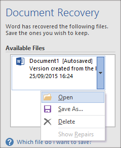 Recover Unsaved or Lost Word Documents on Windows 10