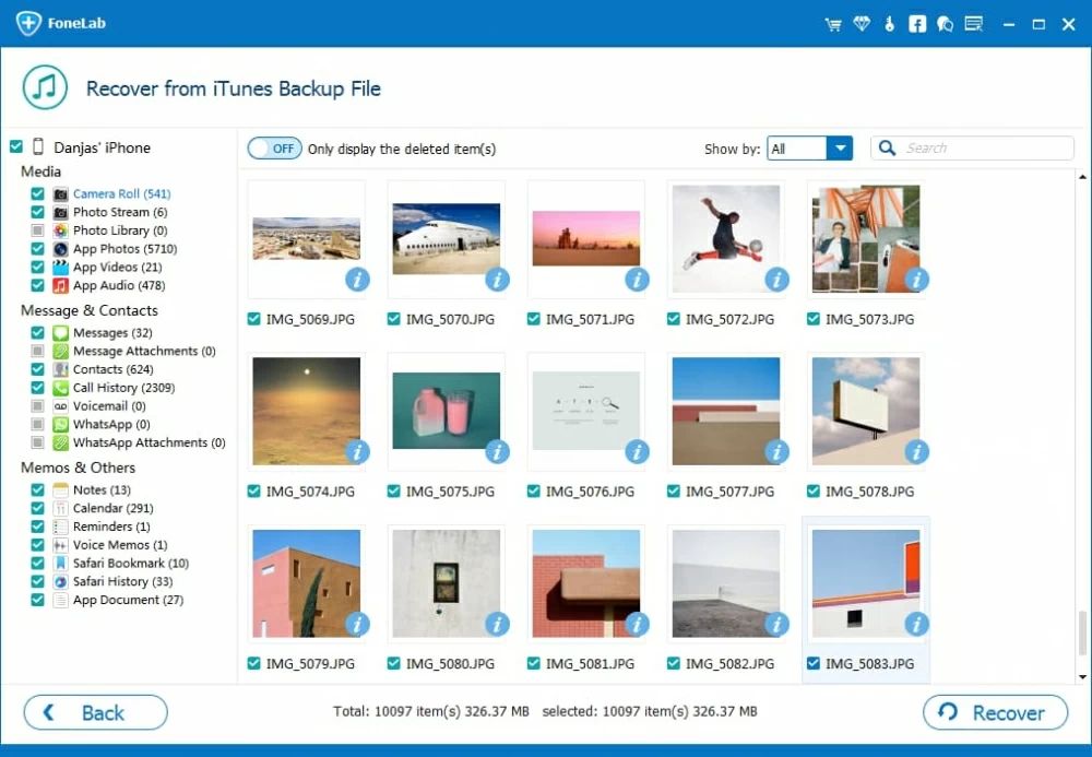 view and recover files from iTunes backup