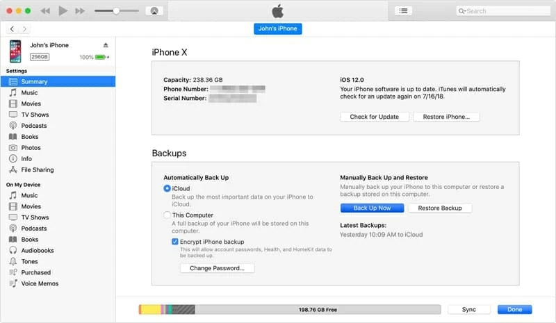 recover deleted messages on iPad from iTunes Backup