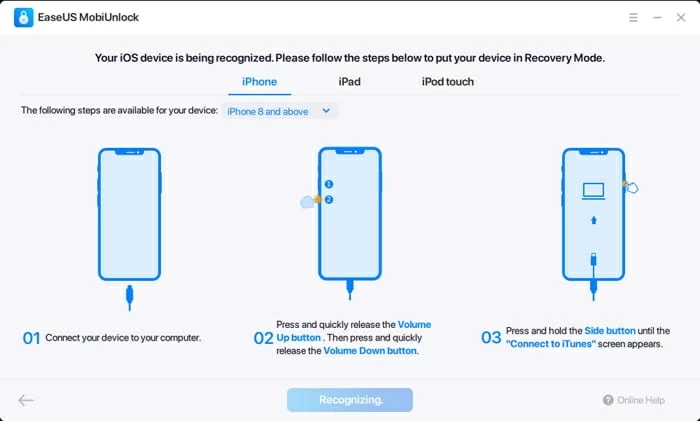 Easeus software to unlock iPhone