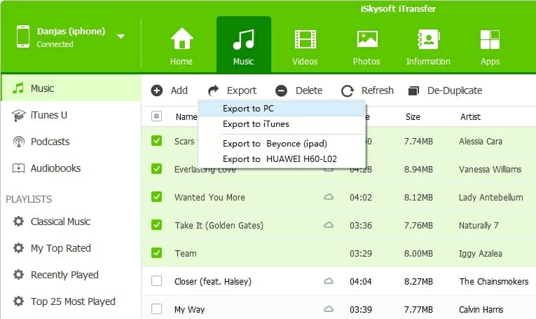 Transferring Music back to Windows 7 from iPhone SE