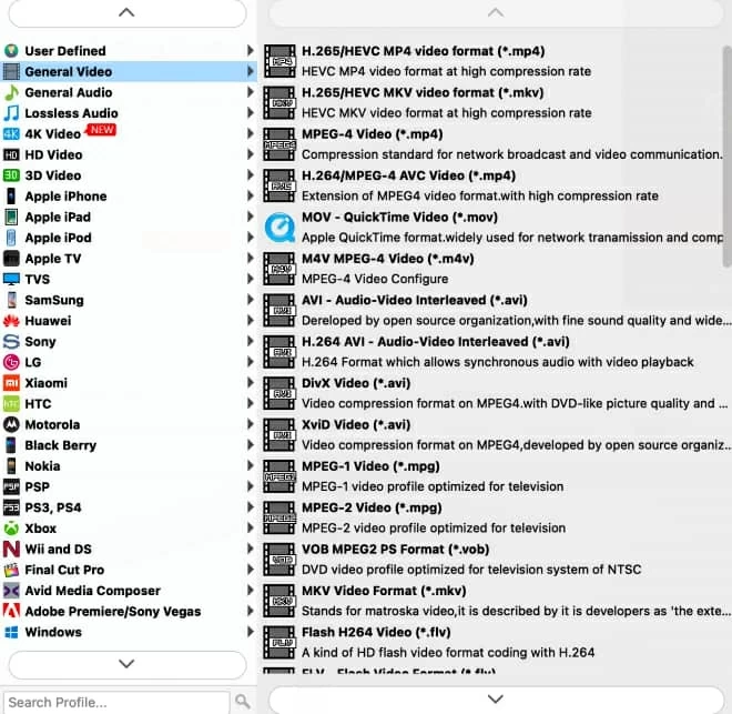 select output format