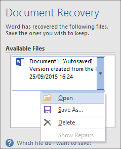 Recover Unsaved Word Document 2007 on Windows 10 Computer