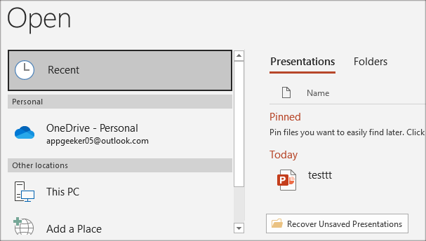 retrieve lost powerpoint presentation