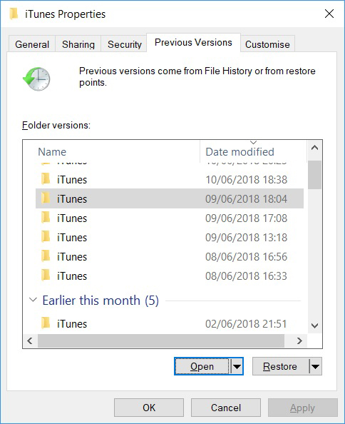 Restore Video Files in Windows 8.1 via Backups