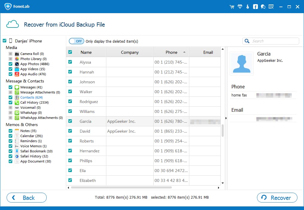 Restore iPhone Contacts from iCloud Backup Selectively