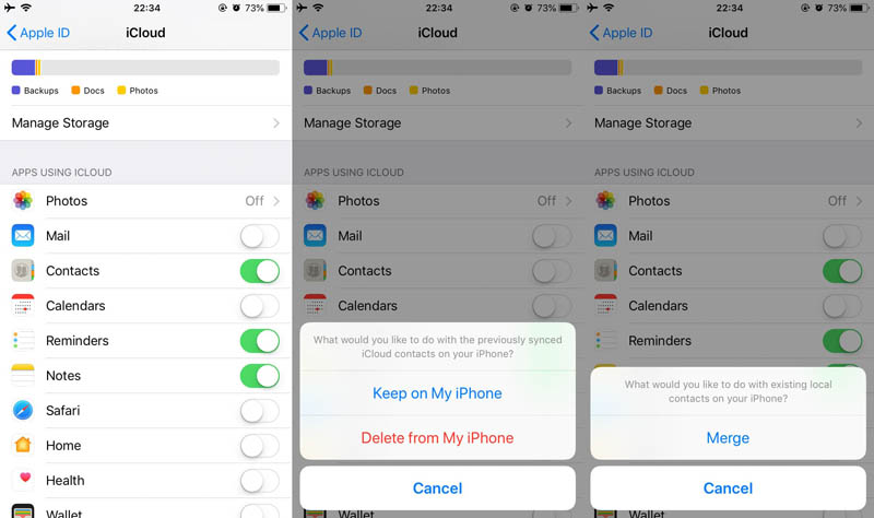 restore phone contacts from iCloud on iPhone
