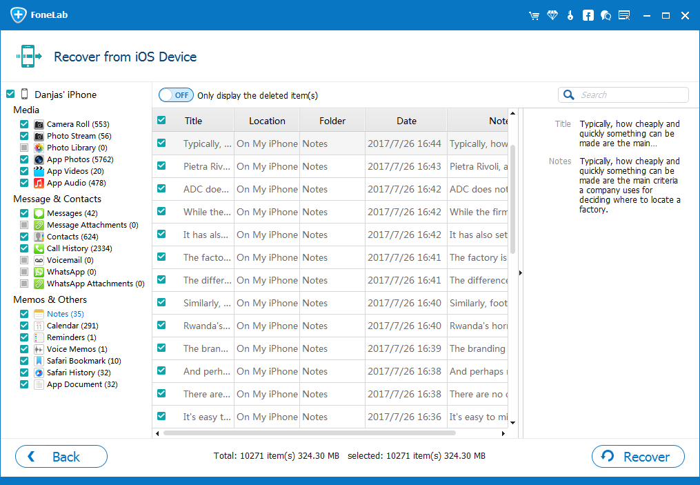 restore the recently deleted notes without backup