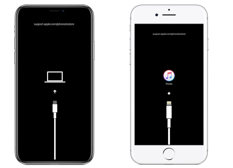 Connect to iTunes screen on iPhone