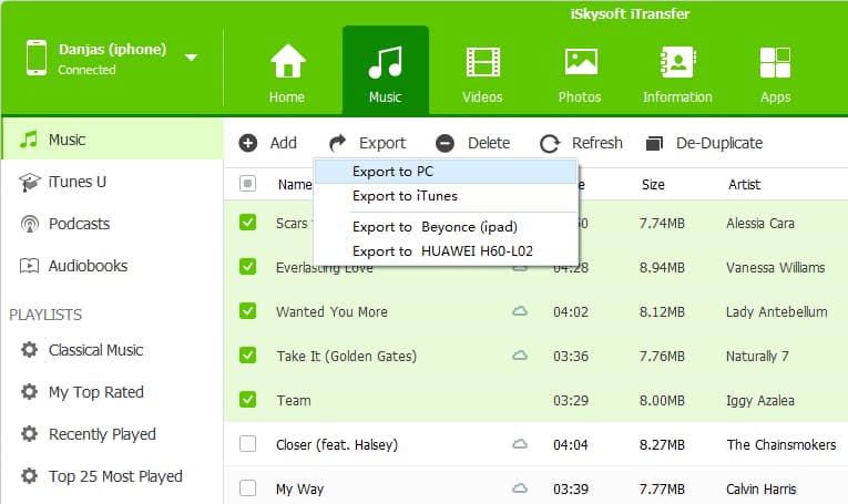 Add iPhone SE songs into Windows 10 PC