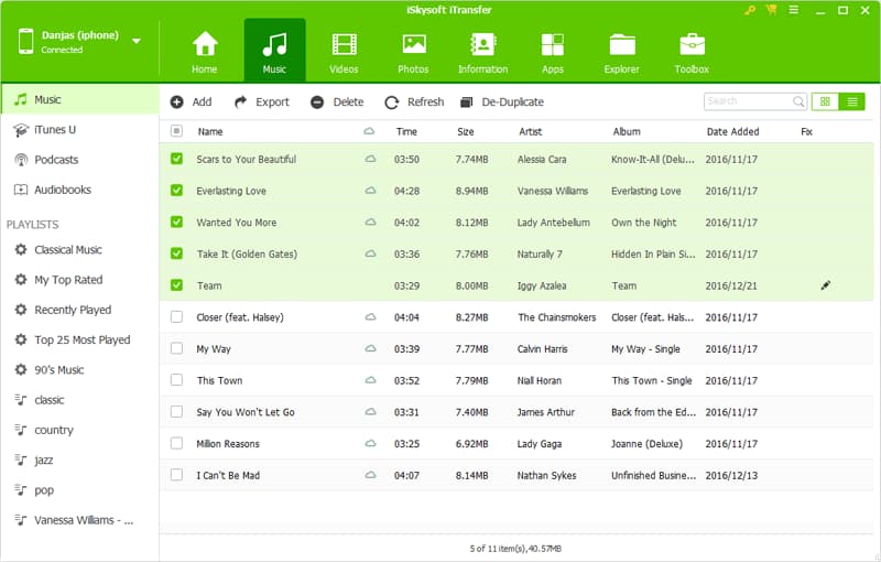 Export Music from iPhone to Windows 10 without iTunes