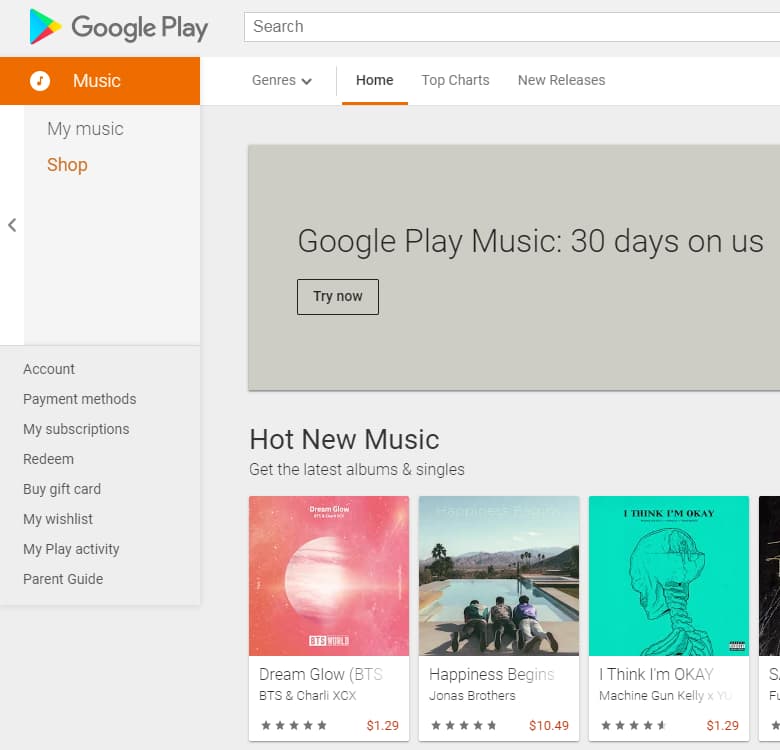 transfer music with Google Music