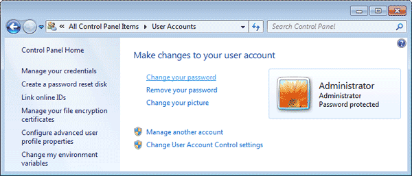 reset login password on Windows 7