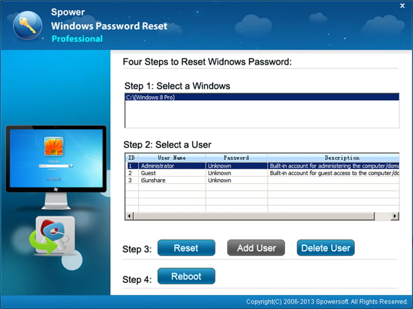 reset password on Windows 8 laptop