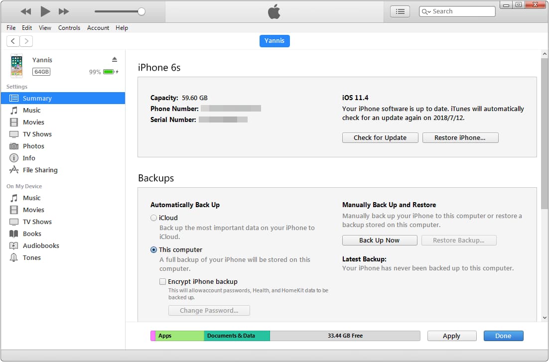 transfer text messages between iPhones with iTunes