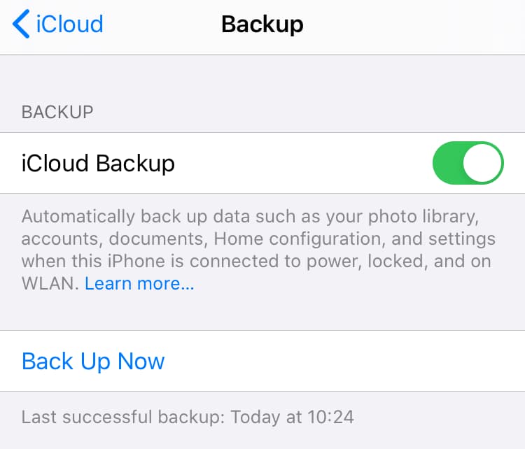 check iCloud backup
