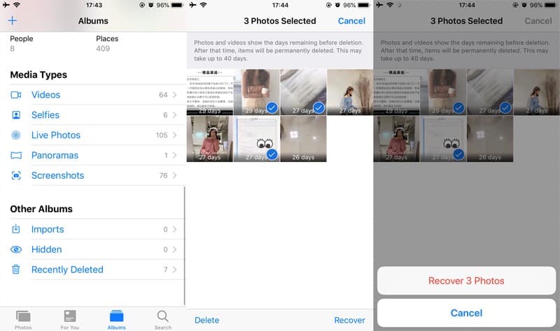 Recover Recently Deleted photos on iPhone 7 (Plus)